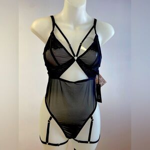 Black Lace Sexy Bodysuit Size “6” Wolf & Whistle